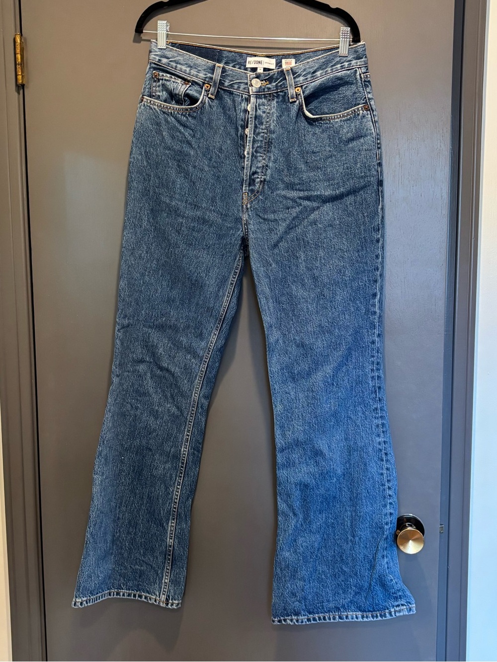 Re/Done Originals Medium Blue High-Rise 70s Bootcut Denim Jeans